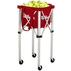 Wilson WRZ541000 Ballwagen, tennis Teaching Cart, voor maximaal 150 ballen, rood