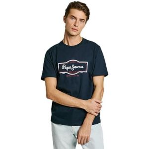 Pepe Jeansvoor mannen. PM509786 Daxton marine T-shirt (L), Casual, Katoen, Korte mouwen, Marineblauw