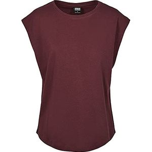 Urban Classics Dames T-shirt Dames Basic Shaped Tee, Basic T-shirt voor vrouwen met ingekorte mouwen in 6 kleuren, maten XS - 5XL, rood (cherry), XXL