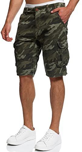 INDICODE JEANS Cargobroek 'Monroe Cargo ZA'  donkergeel / donkergrijs / grasgroen