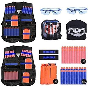EXTSUD - Tactisch Vest Set - Nerf N-Strike Elite - 2-pack - Blauw/Rood - Kunststof/EVA