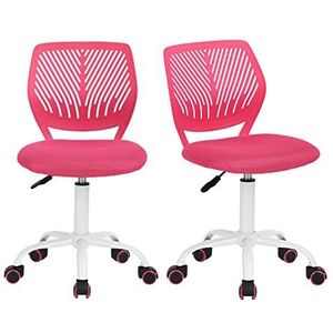 FurnitureR 2 stuks Home Office Chair, Ergonomische Verstelbare Hoogte Swivel Rolling. Kleurrijke computerstoel voor thuiskantoor, roze, metaal, roze, 38,5 cm x 40 cm x 75-87 cm