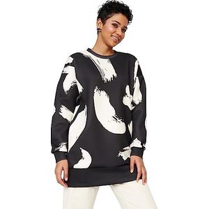 Trendyol Hijab sweatshirt met geometrische lange mouwen voor dames, zwart-beige, S
