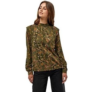 Minus Dames Lela Blouse, Dark Olive Flower Print, 38