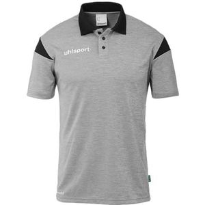 uhlsport Squad 27 Poloshirt voor heren, dames en kinderen, T-shirt met polokraag, donkergrijs melange/zwart, L