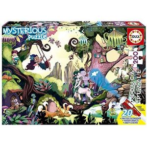 Educa UV Mysterious Junior, toverwoud, kinderpuzzel 200 delen, incl. onzichtbare inkt pen met magische UV-lantaarn. +6 jaar, Ref. 18612, Cranberry