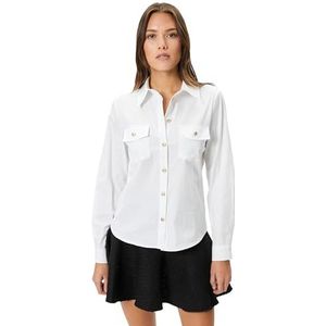 Koton Dames Pocket Detail Buttoned Cotton Shirt, wit (000), 38