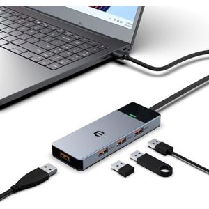 OOTDAY USB C-hub, USB-LAN-hub, multipoort-adapter, USB met 4 USB-A-poorten, USB 3.2 Gen 2 Speed 10 Gbps, 50 cm kabel, compatibel met Mac Pro, laptop