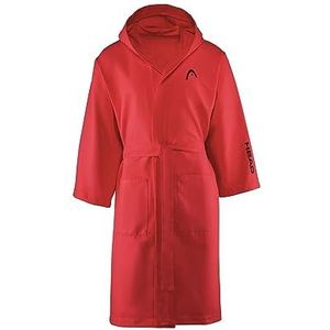 Head Active Badjas voor dames en heren, met capuchon en zakken, lichte badjas van microvezel, sneldrogend, zacht, absorberend en ruimtebesparend, maat L, lava rood, Lava Red, L