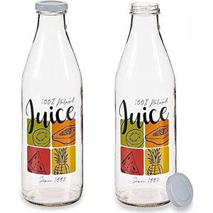 Juice transparante drinkfles van glas (1000 ml)