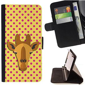 BeanShells [Microsoft Lumia 850 Case [Flip Cover Leather Wallet ] - Giraffe Banana Pink