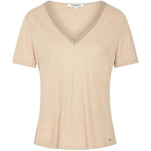 Morgan Dames T-shirt, korte mouwen, V-hals, Dropi, beige, TXS, Beige, XS