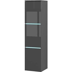 Badkamerzuil, 3 deuren, met LED, grijs, 30 x 30 x 120 cm