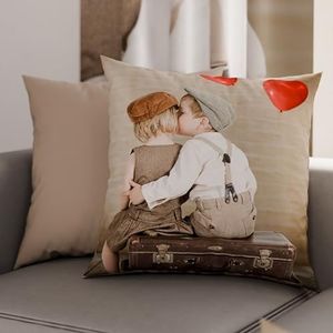 PETTI Artigiani Italiani - Paar kussenslopen 60 x 60 cm van microvezel, decoratief kussen voor slaapkamer, bank, woonkamer, set van 2 kussenslopen, kus, 100% Made in Italy