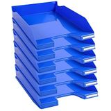 Exacompta - ref. 113279D - Set van 6 Brievenbakken COMBO MIDI - Afmetingen: 34,6 x 25,5x 6,5 cm - voor A4 documenten + - kleur glanzend blauw