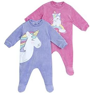 Chicco Chenille Jumpsuitset met voet, Jumpsuit voor de winter Uniseks 0-24, Paarse, 9 maanden (pakket van 2)