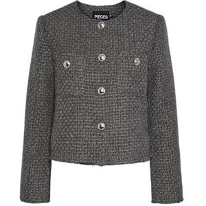 PIECES Pcnua Ls Boucle Jacket Pa, dark grey melange, XS