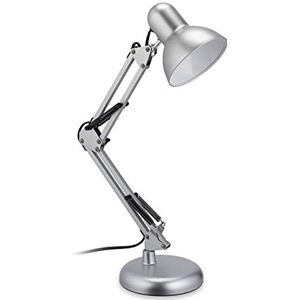 Relaxdays bureaulamp - tafellamp - E27-fitting - nachtlamp - kantelbaar - metaal - zilver