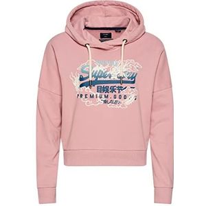 Superdry Womens VINTAGE VL NARRATIVE HOOD UB Hooded Sweatshirt, Soft Pink, M