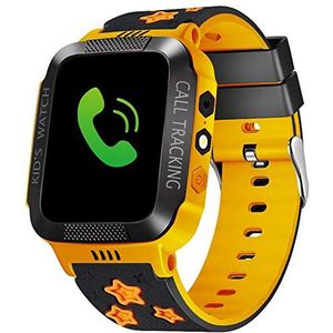 TOPCHANCES Smartwatch voor kinderen, 1,44 inch HD volledig touchscreen, grote batterij, SOS-tracker, klok foto-aansgesprekken, kan onafhankelijk worden gebruikt met bandje (zwart-geel)