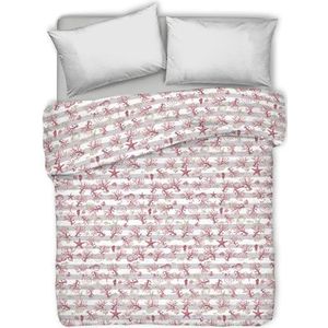 PENSIERI DELICATI Sprei voor tweepersoonsbed, 260 x 280 cm, eenpersoonsbed, 100% piqué-katoen, ideaal als sprei voor een tweepersoonsbed, motief: marine met rode strepen, 100% Made in Italy