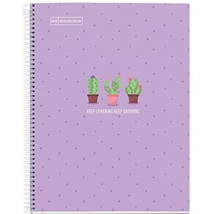 Miquelrius - Notitieboek A5-80 vellen 90 g - geruit 5 x 5 mm - 1 kleurstrepen - gelamineerd harddeksel - cactus lavendel