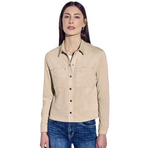 STREET ONE Velours hemdblouse, Katoen Beige, 34