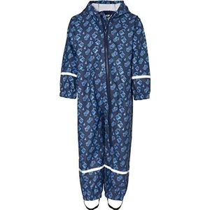Playshoes Regenbroek voor jongens, overall, bouwplaats, allover regenbroek, blauw (marine 11), 92 cm