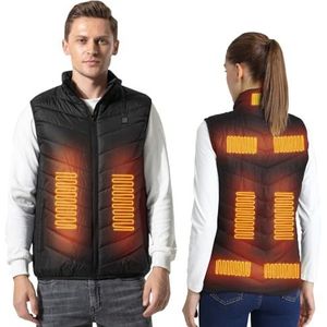 Armorget Verwarmd vest voor dames en heren, verwarmd mouwloos vest met USB-stekker, 3 temperatuurregeling, verwarmingszones, thermisch vest voor wandelen, fietsen (powerbank niet inbegrepen, Zwart 9