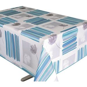 HomeMaison HM69179-18 tafelkleed, rechthoekig, bedrukt, gestreept, polyester, 145 x 240 cm, blauw/grijs