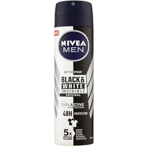 Nivea Men Invisible Spray voor Zwart-Witte Heren Original — 200 ml — 6 stuks