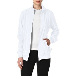 Cherokee Infinity Zip Front Scrub Jackets for Women, 4-Way Stretch Fabric 2391A, S, White