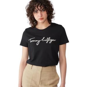 Tommy Hilfiger Dames T-shirts met korte mouwen, zwart (Masters Black), L