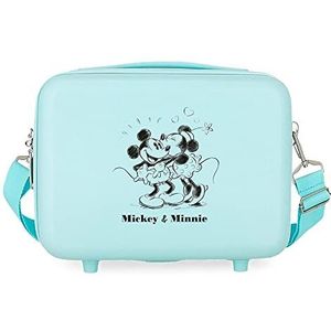 Disney Mickey & Minnie Kisses Toilettas, aanpasbaar, turquoise, 29 x 21 x 15 cm, stijf, ABS, 9,14 l, 0,8 kg, Blauw, Eén maat, Verstelbare toilettas