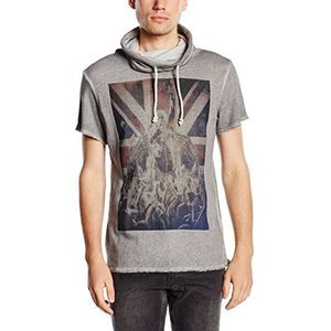 edc by ESPRIT Heren sweatshirt met print - slim fit, grijs (medium grey 035), L