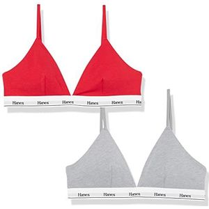 Hanes Damesbeha, verpakking van 2 stuks, Beton Heather/Shelton Red, S