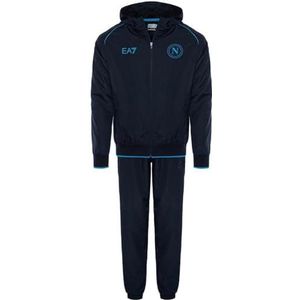 SSC Napoli Lichte overall, blauw, EA7, officieel product, SSCN-logo, zomer, met capuchon, zijzakken, ritssluiting, maat M
