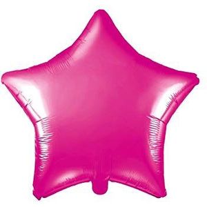 PartyDeco folieballon Mylar Foil vorm ster fuchsia metaal Ø 48 cm