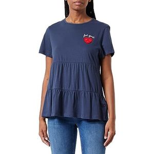 swirlie T-shirt voor dames, marineblauw, L
