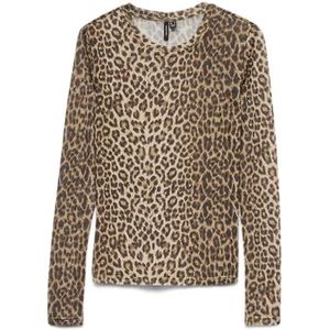 Vero Moda - VMLOVA LS MESH TOP JRS NOOS - Shirt met Lange Mouwen - Silver Mink - All-over Print