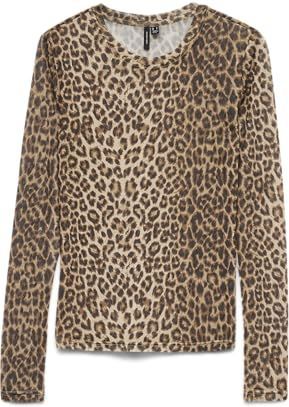 Vero Moda - VMLOVA LS MESH TOP JRS NOOS - Shirt met Lange Mouwen - Silver Mink - All-over Print
