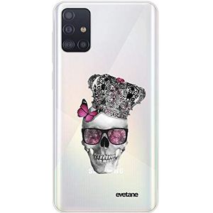 Evetane Beschermhoes voor Samsung Galaxy A71, zachte siliconen, robuust, ultradun, transparant, met doodskop, motief kroon
