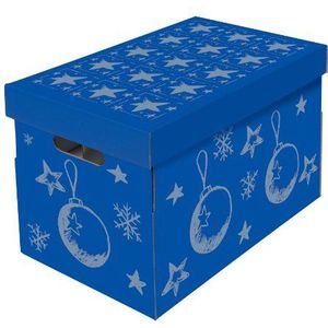 NIPS 119201142 Christmas, opbergdoos voor kerstballen en kerstdecoratie, met variabele binnenindeling op 3 niveaus, B 27,5 x D 46,5 x H 29,5 cm, blauw/zilver
