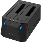 Sabrent USB 3.0 to SATA I/II/III Dual Bay External Hard Drive Docking Station for 2.5 or 3.5in HDD, SSD with Hard Drive Duplicator/Cloner Function [10TB Support] (EC-HD2B)