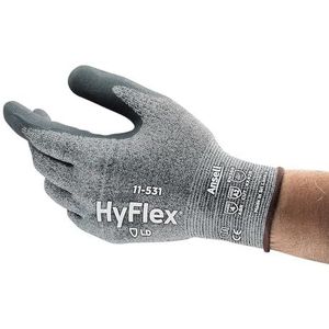 HyFlex Ansell 11-531 Snijbestendige handschoenen, mechanische bescherming, grijs, 12 paar per zak, 10, grijs, 12