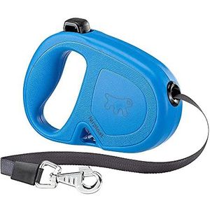 Ferplast Uitschuifbare hondenriem FLIPPY ONE, riem voor middelgrote honden tot 25 kg, uittrekbare riem max. 5 m. Enkele knop voor vergrendelen en ontgrendelen, lichtblauw