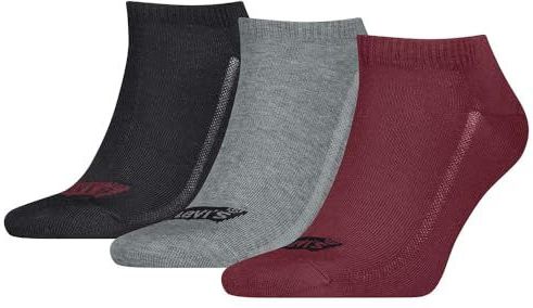 Levi's - Low Cut BW Logo Recycl CO 3P - Enkelsokken - Rood/Grijs/Zwart - 39-42 EU
