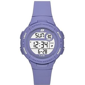 Skechers Horloge voor dames, Digitaal uurwerk met siliconen, polyurethaan, lederen of roestvrij stalen band,Paars en wit,42MM
