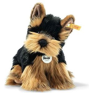 Steiff 076923 - Origineel pluche dier hond Hercules Yorkshire Terrier, knuffeldier ca. 24 cm, pluche knop in het oor"", knuffelvriend voor baby's vanaf de geboorte, bruin/zwart