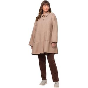 Ulla Popken A-line lichte lange damesjas, beige, 54-56 grote maten